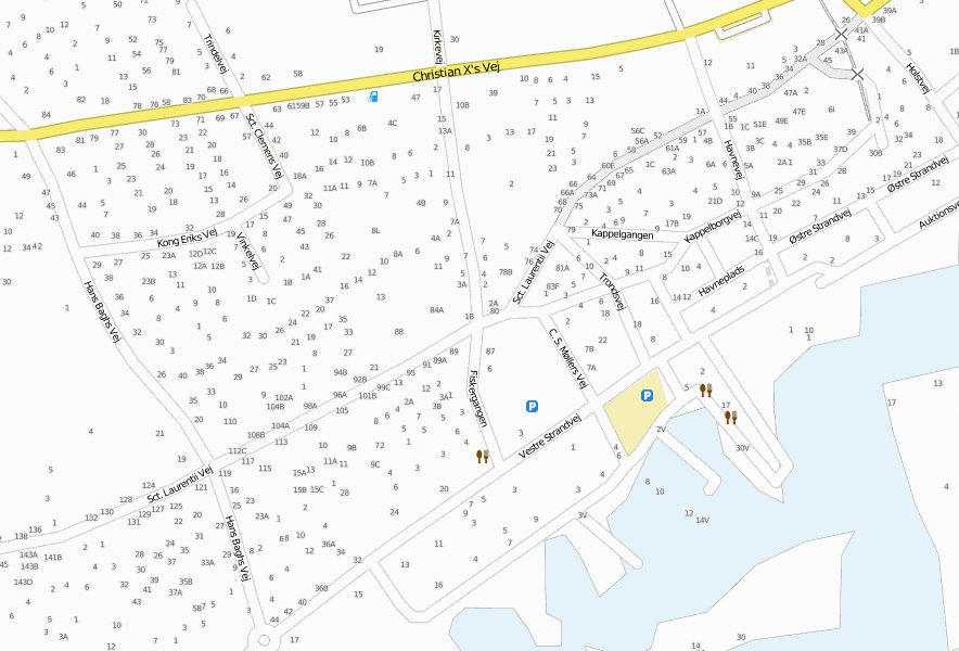 Skagen-Stadtplan mit Satellitenbild und Hotels von Dänemark